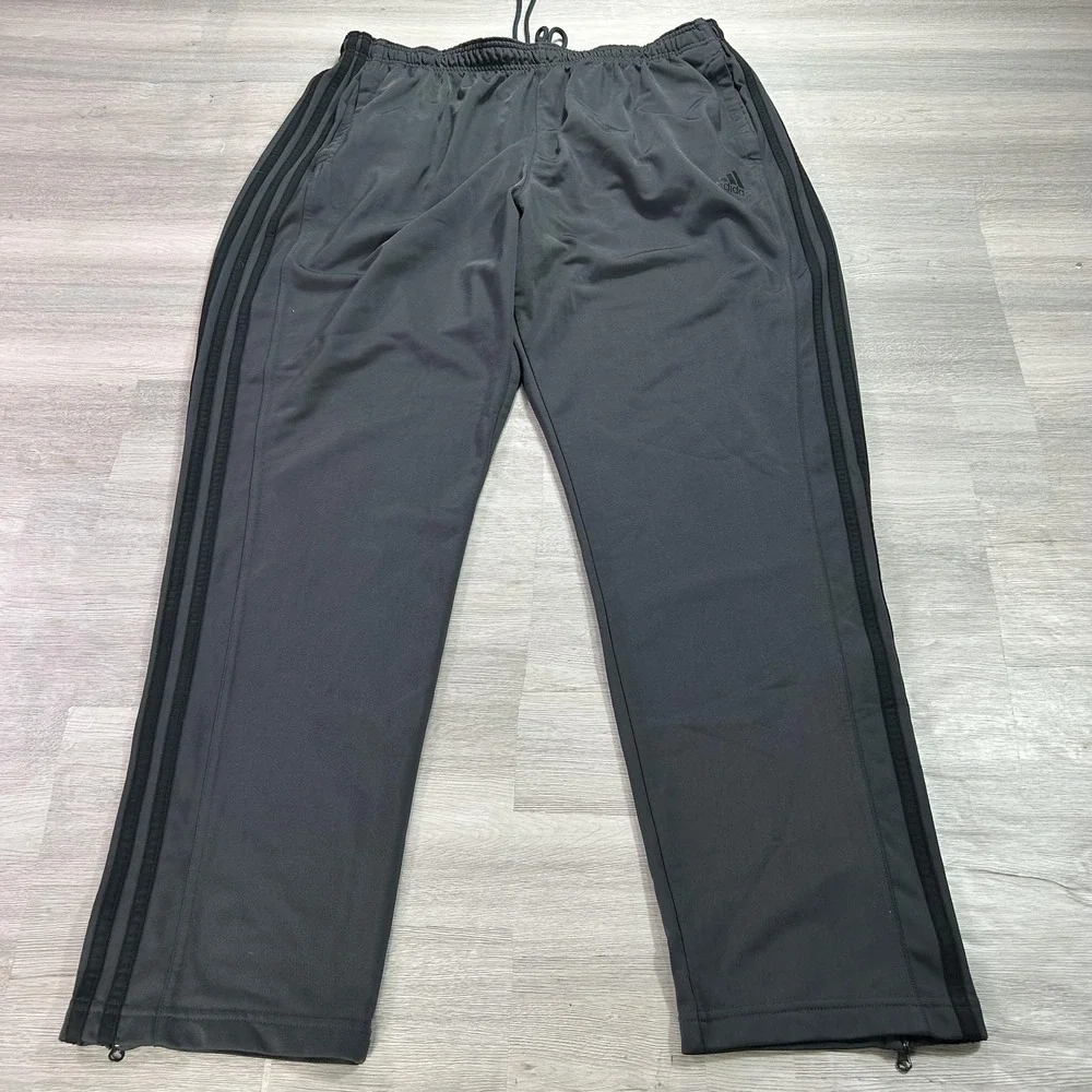 Adidas Primegreen Track Pants Mens 2XL Gray 3 Stripe Zip Hem Athletic IC4469